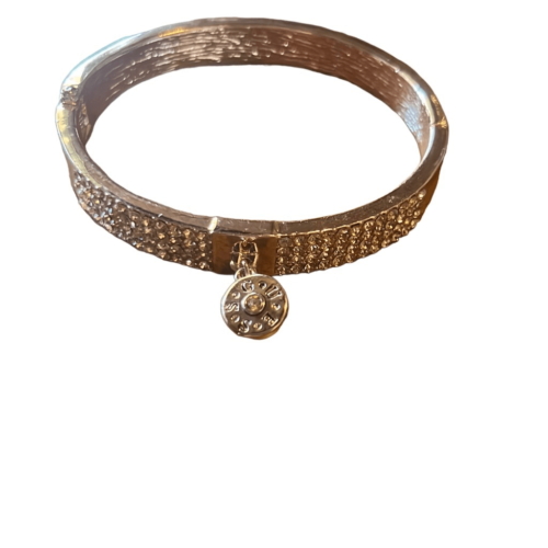 Guess Women's Rose Gold Tone Crystal Embellished Charm Bangle Bracelet - $9.49