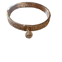 Guess Women&#39;s Rose Gold Tone Crystal Embellished Charm Bangle Bracelet - £7.60 GBP