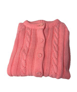 Vintage Adele Import Pink Sweater Cardigan Sz L Hand Loomed Full Fashion - $25.88