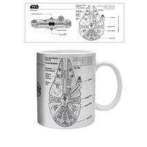 Star Wars Millennium Falcon Blueprints 11 oz. Ceramic Mug White - £16.02 GBP