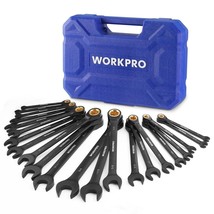 WORKPRO 22-Piece Ratcheting Wrench Set Ratchet Combination Wrench Metric SAE USA - £119.09 GBP