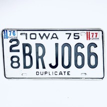 1977 United States Iowa Delaware County Passenger License Plate 28 BRJ066 - £13.15 GBP