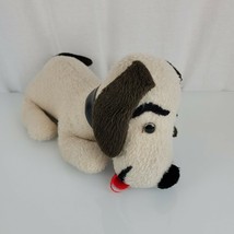 Vintage White Black Stuffed Plush Beagle Snoopy Dog Laying Lying down 15&quot; long - £77.67 GBP