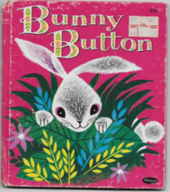 BUNNY BUTTON Whitman Tell a Tales 1953 Rabbit Revena Bernice Myers pink ear - $5.00
