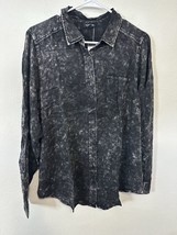 Torrid Black Mineral Wash Long Sleeve Milly Button Down Blouse Shirt Sz Large 0 - $34.99