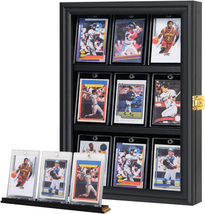 Baseball Card Display Case With UV Protection Clear View Lockable Black NEW - £48.88 GBP