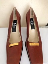 Ladies Brown Leather Italian Court Shoes with Medium Heel Sz 6 - £14.93 GBP
