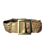 Cache Gold Metallic Woven Leather Belt Pant New Size S/M 2 1/4&quot; Wide $12... - $70.02 CAD