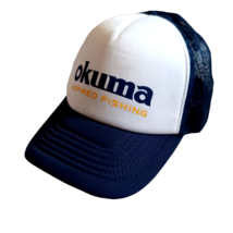 Nuovo Okuma Pesca Cappello Rete Schiena con Visiera Blu Bianco Attrezzatura - $16.34
