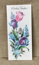 Ephemera Vintage Royal Deluxe Greeting Card Pink Blue Purple Flowers But... - $3.56