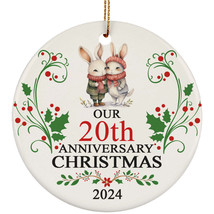 Our 20th Anniversary 2024 Ornament Gift 20 Years Christmas Cute Rabbit Couple - £11.86 GBP