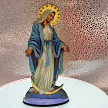 Our Lady of Grace 6&quot; Laser Image on Thin Wood Statue, New #AB-32 - $6.92