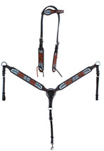 Horse Western Floral Tooled Bridle &amp; Breast Collar Tack Set 78HROneEarSet - $79.19+