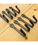 8 HAND FORGED HOOKS Coat Hat Entryway Hook 6" Long Hall Tree Metallic Farmhouse - $26.99