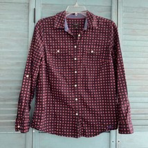 Talbots Button Up Collared Shirt ~ Sz 10P ~ Blue &amp; Red ~ Long Sleeve - £18.32 GBP