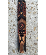 Tiki Mask Wall Hanging Decor Hand carved Wood 12” Red And Black - $456.87 MXN