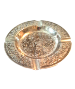 Silver Plate Ashtray Ornate Detailed Tarnished Vintage - £14.68 GBP