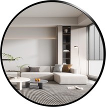 Black Round Mirror 18 Inch Circle Mirror Wall Mounted Mirror Black, Living Room - £34.99 GBP