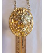 Vintage Signed NAPIER Lion Head Gold Tone Chain Dramatic 30&quot; Statement N... - £118.14 GBP