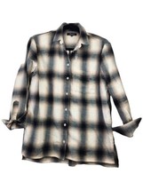 Madewell Plaid Flannel Shirt Womens Sz XS Classic Button Up LS Black Beige  - £14.76 GBP