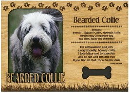 Bearded Collie Engraved Wood Picture Frame Magnet - £11.23 GBP