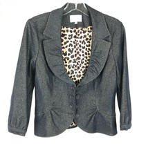 Womens Size 6 Alberto Makali Gold Metallic on Navy Blue Sheen Blazer Jacket - £31.40 GBP