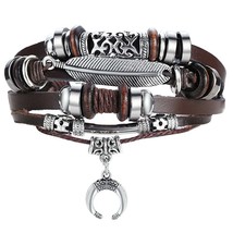 IF ME Boho Adjustable Rope Bead Multilayer Leather Bracelet Set for Women Male C - £9.54 GBP