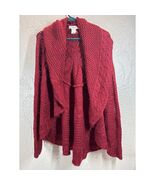 Dressbarn Cardigan Womens Burgundy Knit Crochet Open Front Sweater Size ... - $21.95