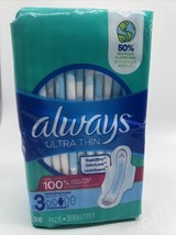 ALWAYS Ultra Thin Size 3 Extra Long Super Pads Wings Unscented 28 Ct COM... - $91.14 MXN