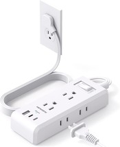 Flat Plug Power Strip Ultra Thin Extension Cord 6 Outlets 3 USB Ports 2 ... - $30.45