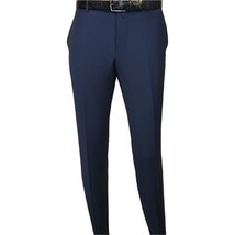 Men's MONO Turkey Slacks 100% Wool Plain Front Slim Fit 2502-04 Royal Blue image 5