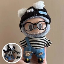 Monochrome Striped Shirt &amp; Denim Jumpsuit for Labubu, Casual Doll Labubu... - $17.49