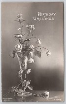 Birthday Greetings RPPC Beautiful Vase Flowers Kezar Falls Maine Postcard A38 - £10.14 GBP