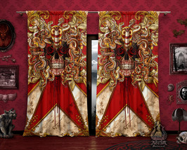 Red Carnivale Medusa Curtains, Gothic Cirqus Room, Venice Masquerade Window Drap - £130.62 GBP