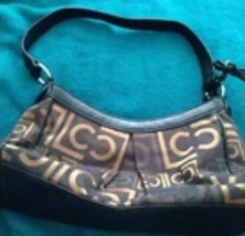 Liz Claiborne beautiful black &amp; bronze colored cloth handbag beautiful condition - £50.18 GBP