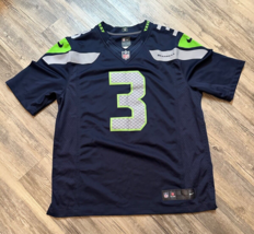 Nike Seattle Seahawks Size Large L Jersey #3 Russell Wilson Navy Blue - £16.33 GBP