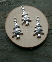 Christmas Tree Charms Pendants Antiqued Silver Christmas Charms Findings 27mm 3p - £1.95 GBP