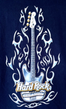 Hard Rock T-Shirt Guitar Flames Tampa Casino Mens XXL Puff Print Graphics Blue - £21.99 GBP