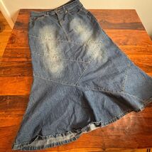 Zoey Beth Blue Denim Maxi Skirt Womens Medium Paneled Mermaid Flare G6201F - $30.29