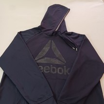 Reebok Hoodie Men's Large Blue Pullover Sweatshirt Spellout Long Sleeve Chest 48 image 8