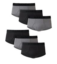 Hanes Men&#39;s Tagless Cotton Brief (Pack of 6), Black/Grey, X-Large - £22.60 GBP