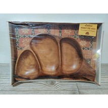 New! Large Leilani Hawaii Vintage Monkey Pod Divided Leaf Platter Wood Bowl - £26.89 GBP