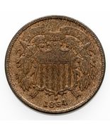 1864 Large Motto US 2 Cent Piece in BU Condition, Brown Color, Strong Lu... - €147,58 EUR