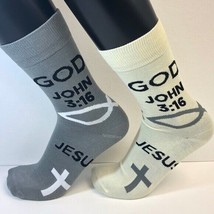 2 PAIRS Foozys Men&#39;s Socks JOHN 3:16 GOD JESUS RELIGIOUS, New Ships Free - $11.24