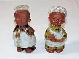 Vintage Boy and Girl salt &amp; pepper shaker shakers set pottery~ - £14.36 GBP