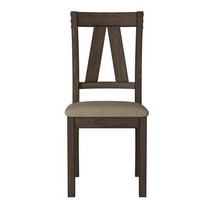 Brown Finish Side Chairs Set of 2pc Metal Banded Rivets Cotton Fabric - £209.12 GBP