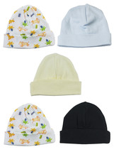 Bambini One Size Boys Boys Baby Caps (Pack of 5) 100% Cotton Blue/Yellow... - £13.26 GBP