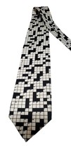 Vintage  Parquet Crossword Puzzle Necktie Novelty Cruciverbalist Checkered - £7.42 GBP