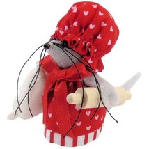 Mouse Baker with Flour Bag and Rolling Pin, Heart Print Dress, Handmade Decor - £6.79 GBP