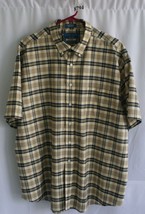 Van Heusen Black Green Check Short Sleeve Shirt Sz XXL-18-18.5 #8794 - £7.85 GBP